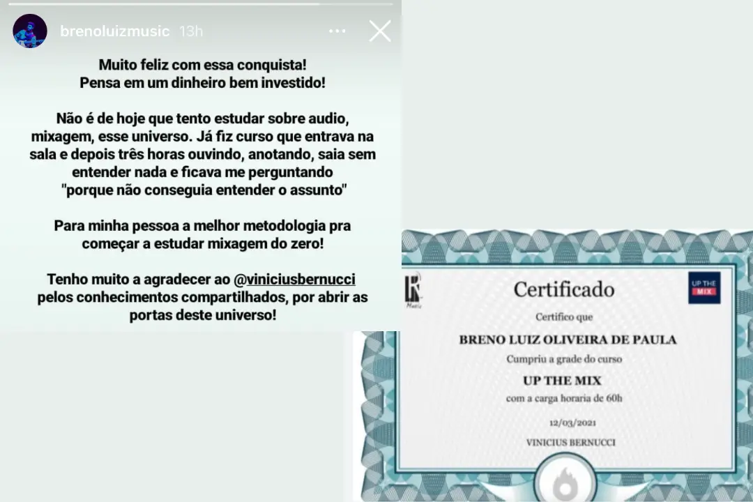 Aluno com certificado do Reaper Total